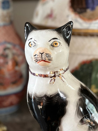 Staffordshire Seated Cat Figure c.1920–1935 | Attributed to William Kent | Early Unmarked Example - Single