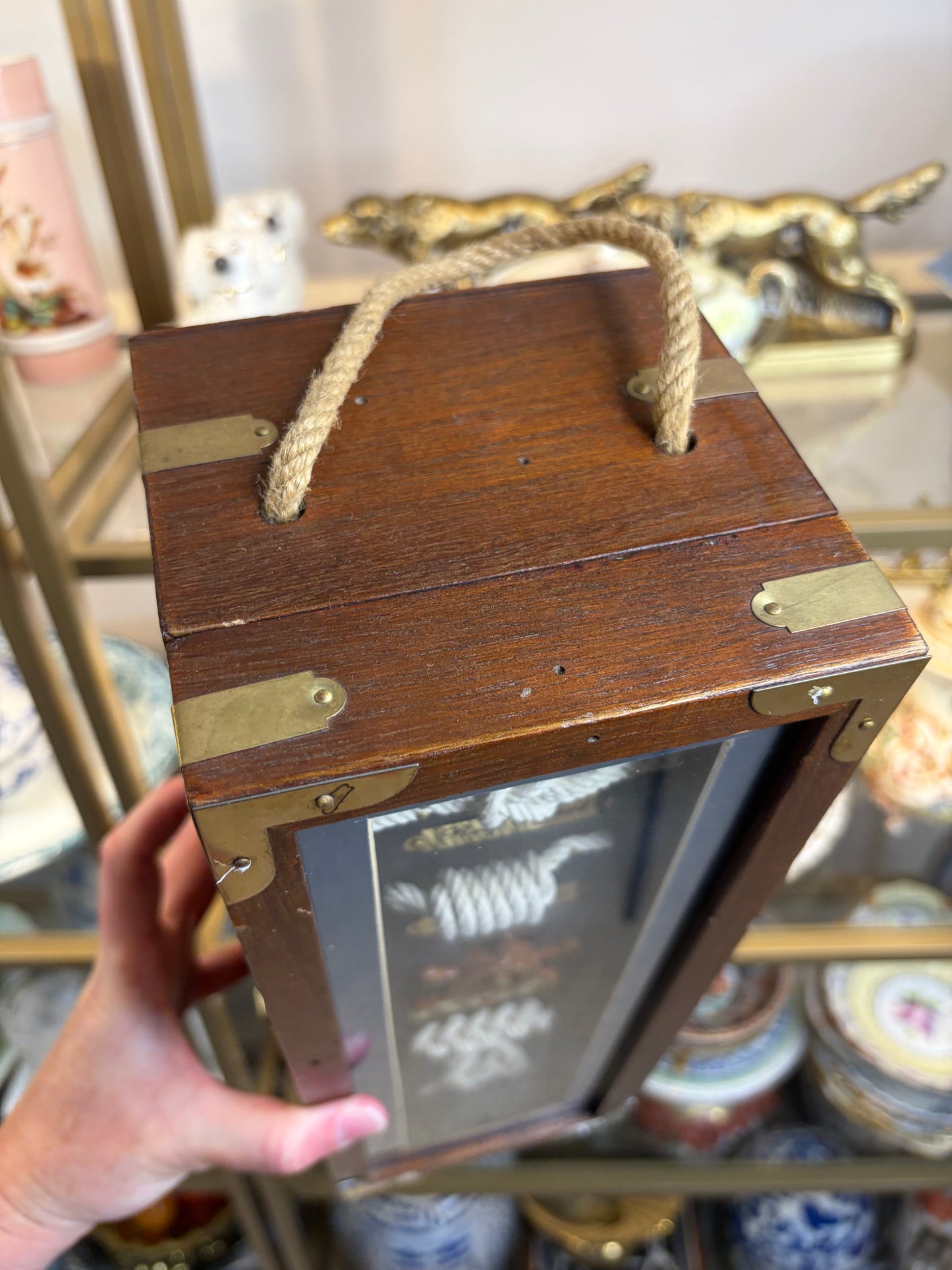 Lovely nautical wooden wine box display holder!