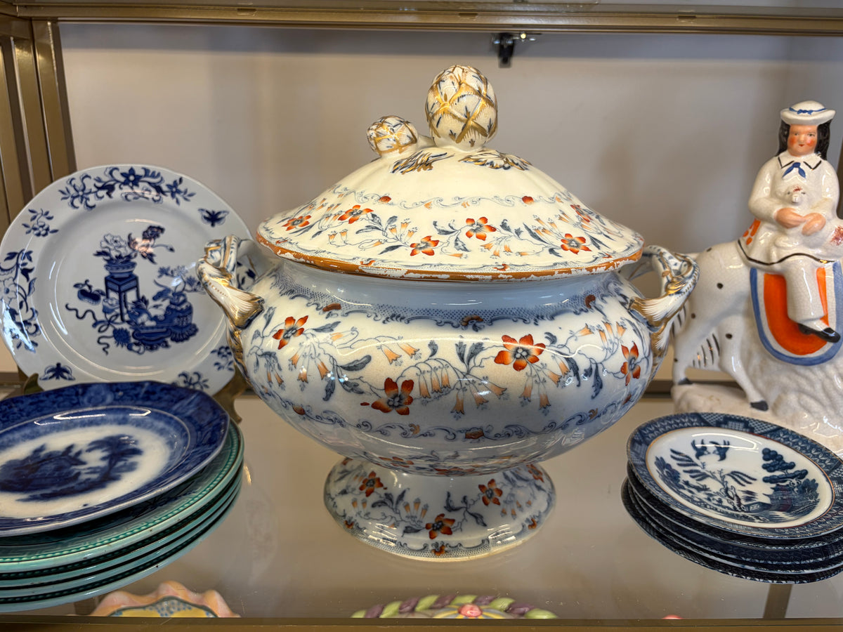 Stunning antique Minton Fuchsia lidded large tureen!