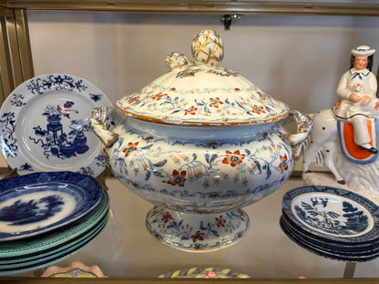Stunning antique Minton Fuchsia lidded large tureen!