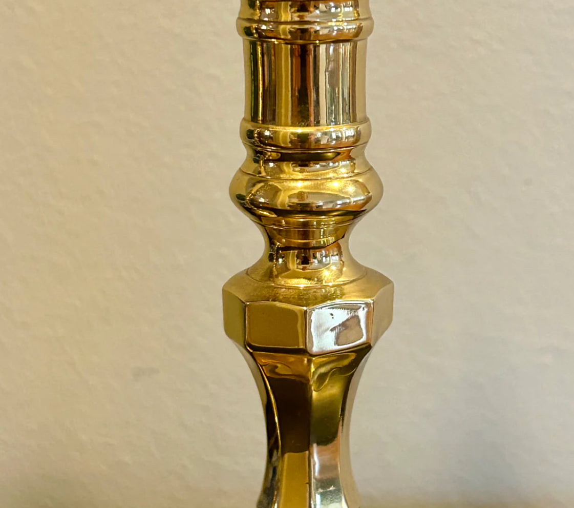 Pair of designer Lamp Crafters of Connecticut brass candlestick lamps