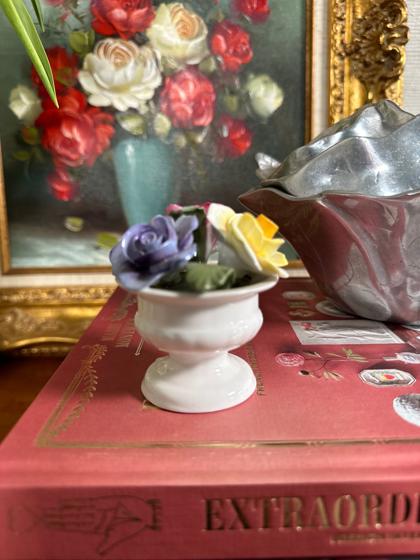 BEAUTIFUL Vintage Aynsley ENGLISH Fine Bone China Flower Pot of Roses