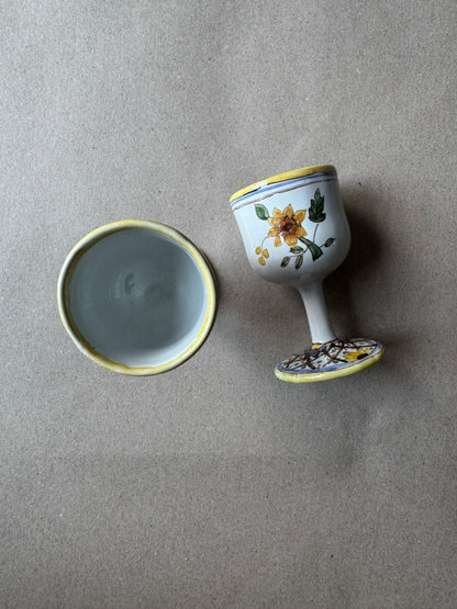 Pair of Hand-Painted Portuguese Faience Egg Cups