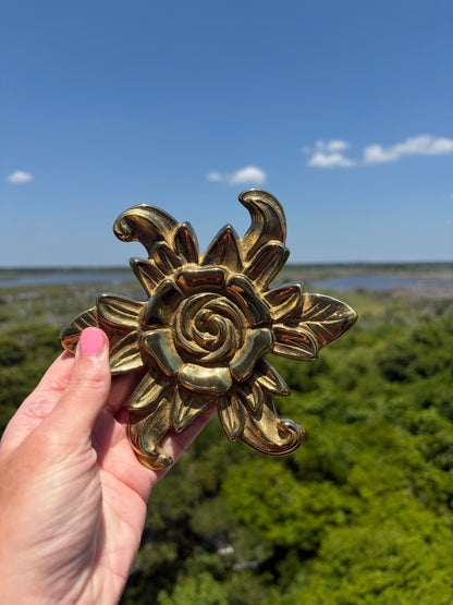Lovely Virginia Metalcrafters Rose Brass trivet!