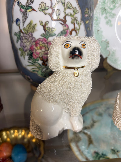 Antique Staffordshire confetti poodle with red mouth!