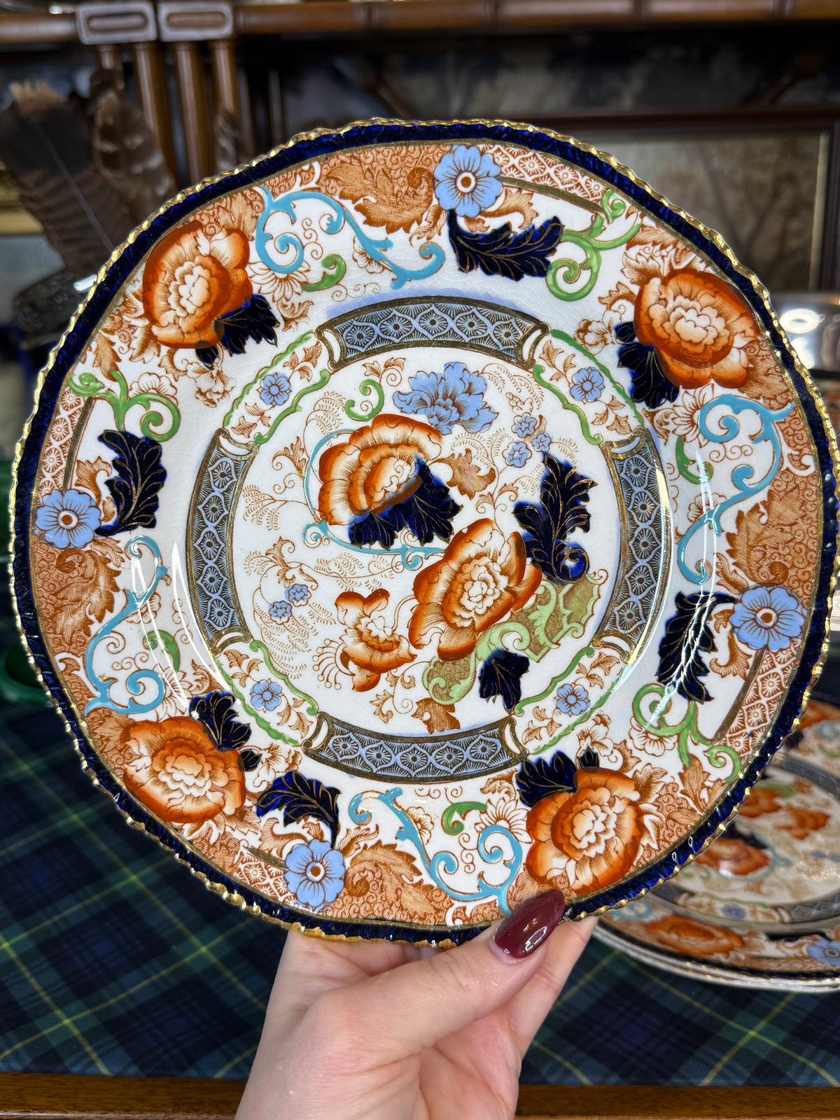 Antique Wood & Sons Verona Imari Luncheon Plates, Set of 5 | England c.1920s | 9”D