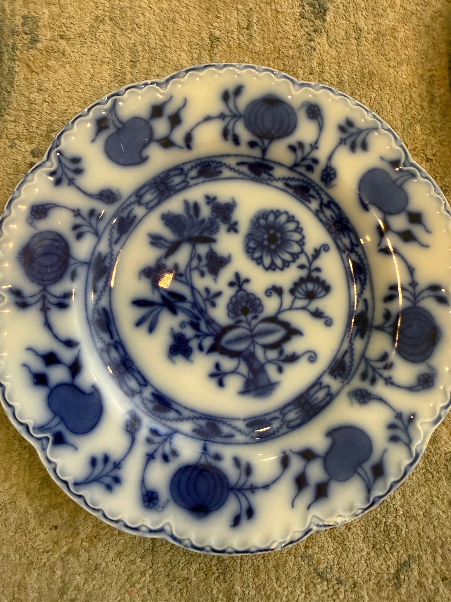 Live 5/26 for Debbie O - Antique Johnson Brothers Flow Blue Set of 4 Salad Plates 8”