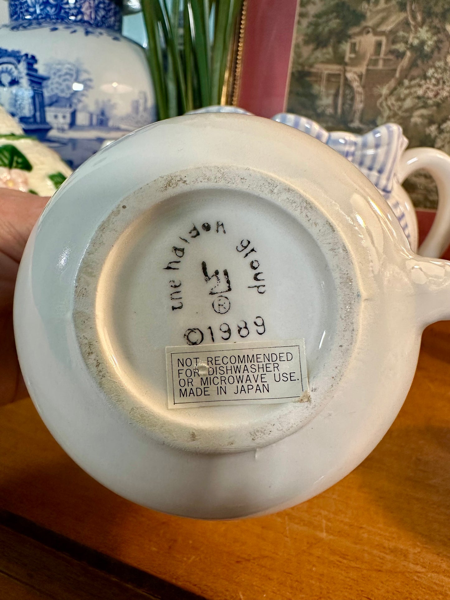 Vintage Haldon Group Ribbon Creamer | Blue & White Stripe | 1989
