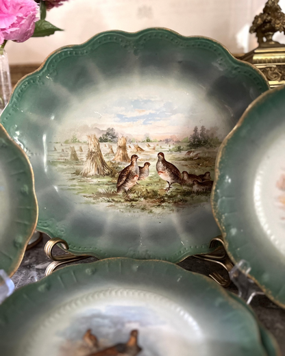 Complete Plate Wall 7 Piece - French Limoges Game Bird Service — Platter & Six Plates