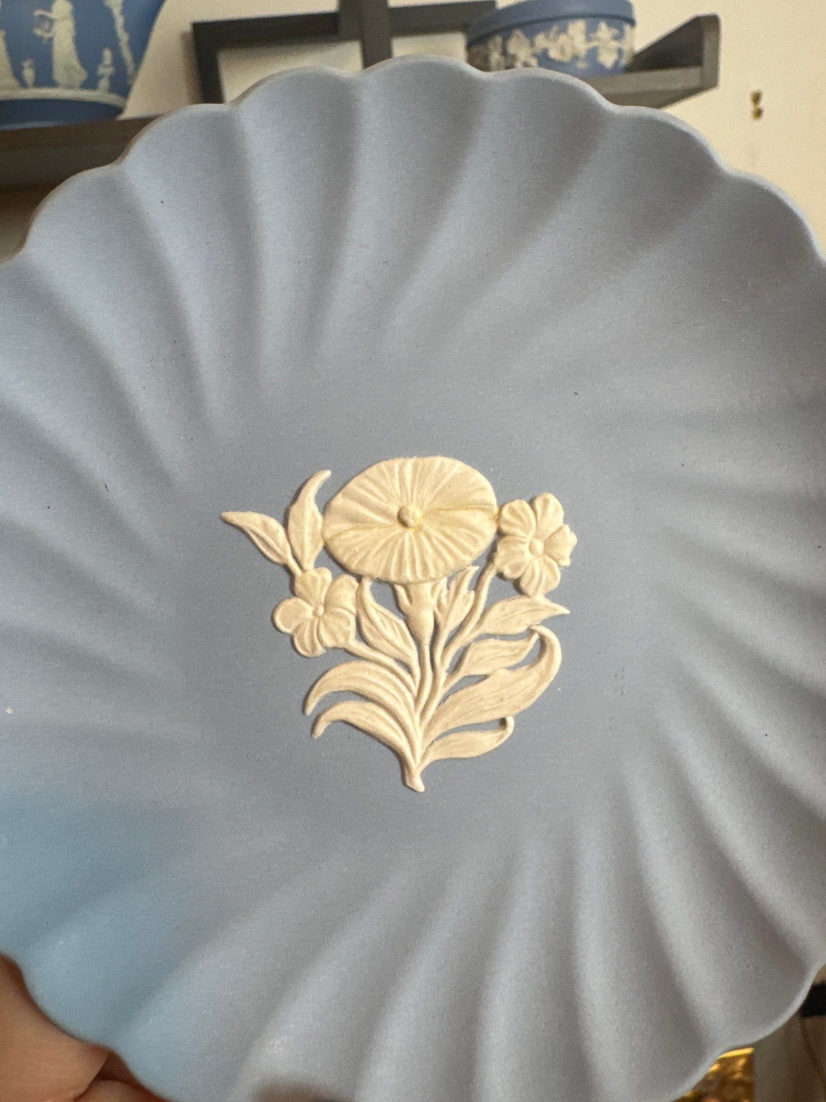 Wedgwood blue and white floral plate