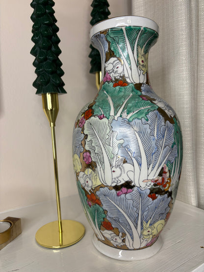 Gorgeous Bok Choy 12 1/4” Vase with bunnies!