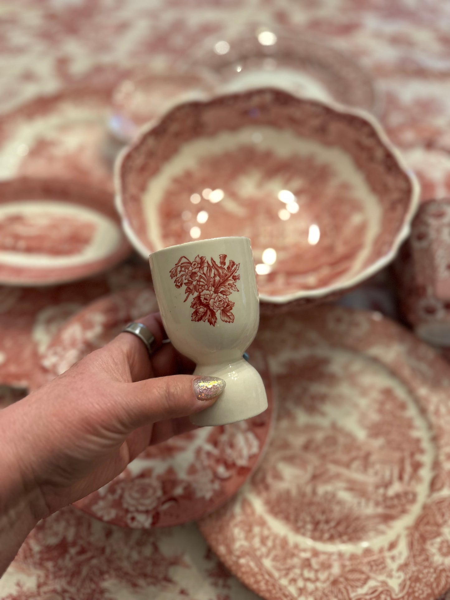 Johnson Brothers “Old Britain Castles” Pink Double Egg Cup | England, c. 1930s–1940s