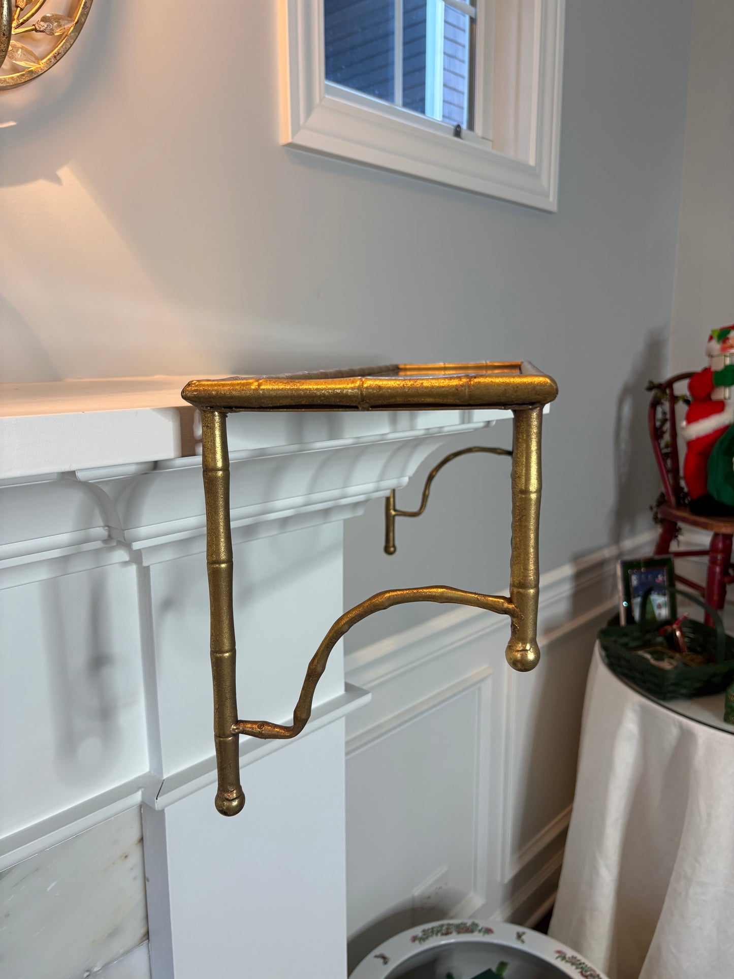 Mirrored Faux Bamboo wall shelf