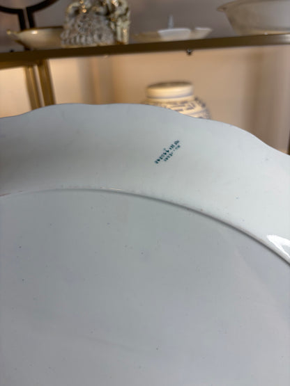 Stunning antique teal green large transferware platter!