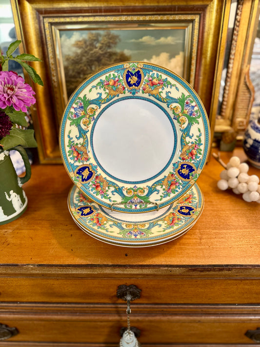 Gorgeous Set of 4 Antique Royal Worcester Dinner Plates — Pattern C976, England, Circa 1926, 10.5"