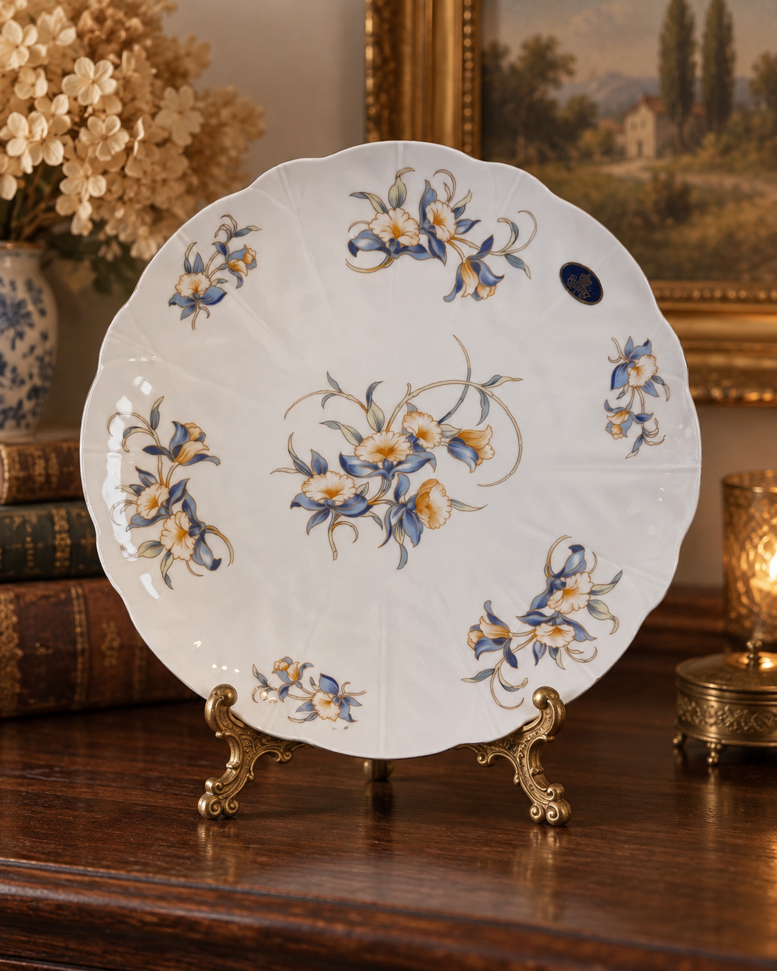Vintage Aynsley Just Orchids Bone China Cake Plate and Server Set Made in England