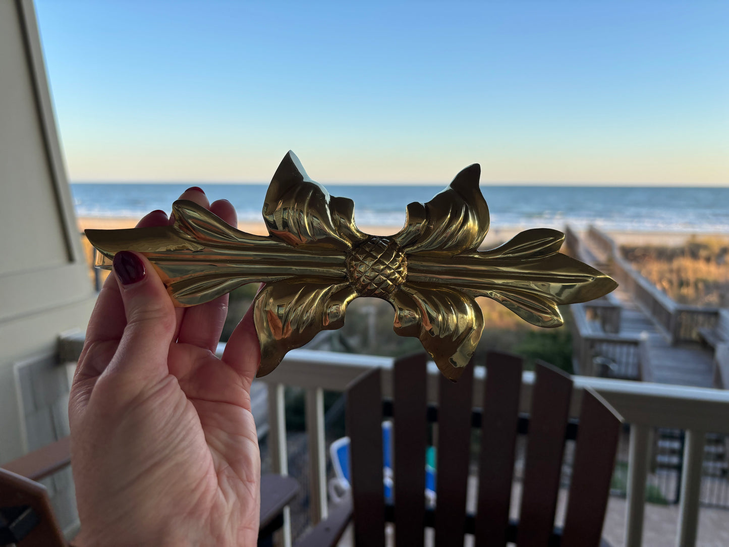 Gorgeous pair of large brass curtain tie backs!