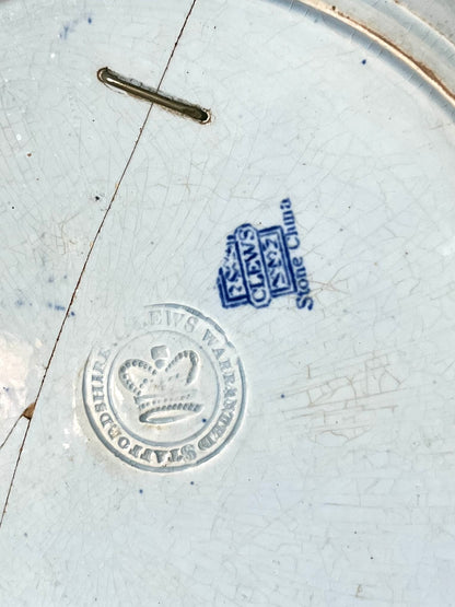 Very Early 1800’s Clews England Historical Blue Castle Plate Pearlware - Staple Repair Double Stamped And Warranted.