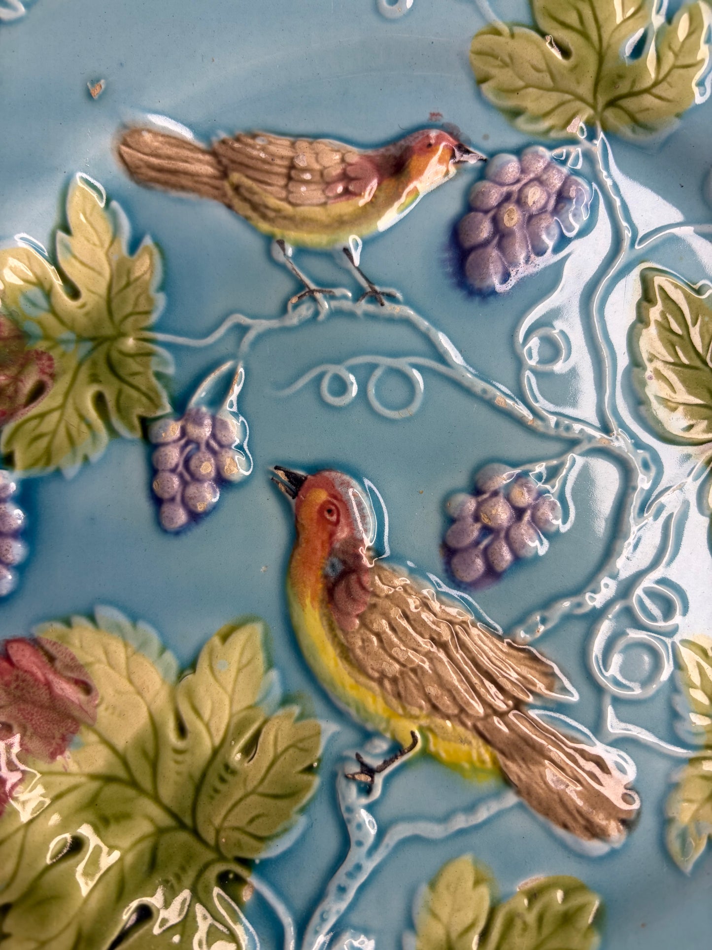 Antique majolica bird plate!