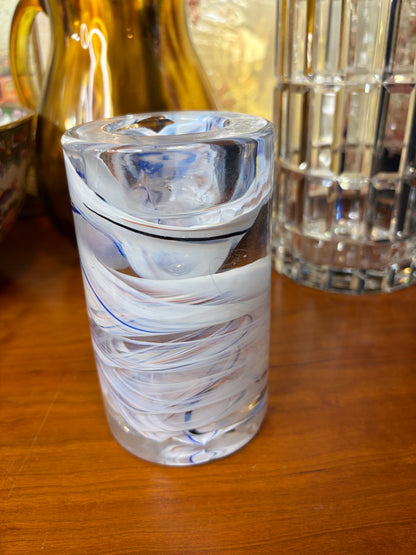 Lovely Kosta Boda swirled hand blown glass candleholder!
