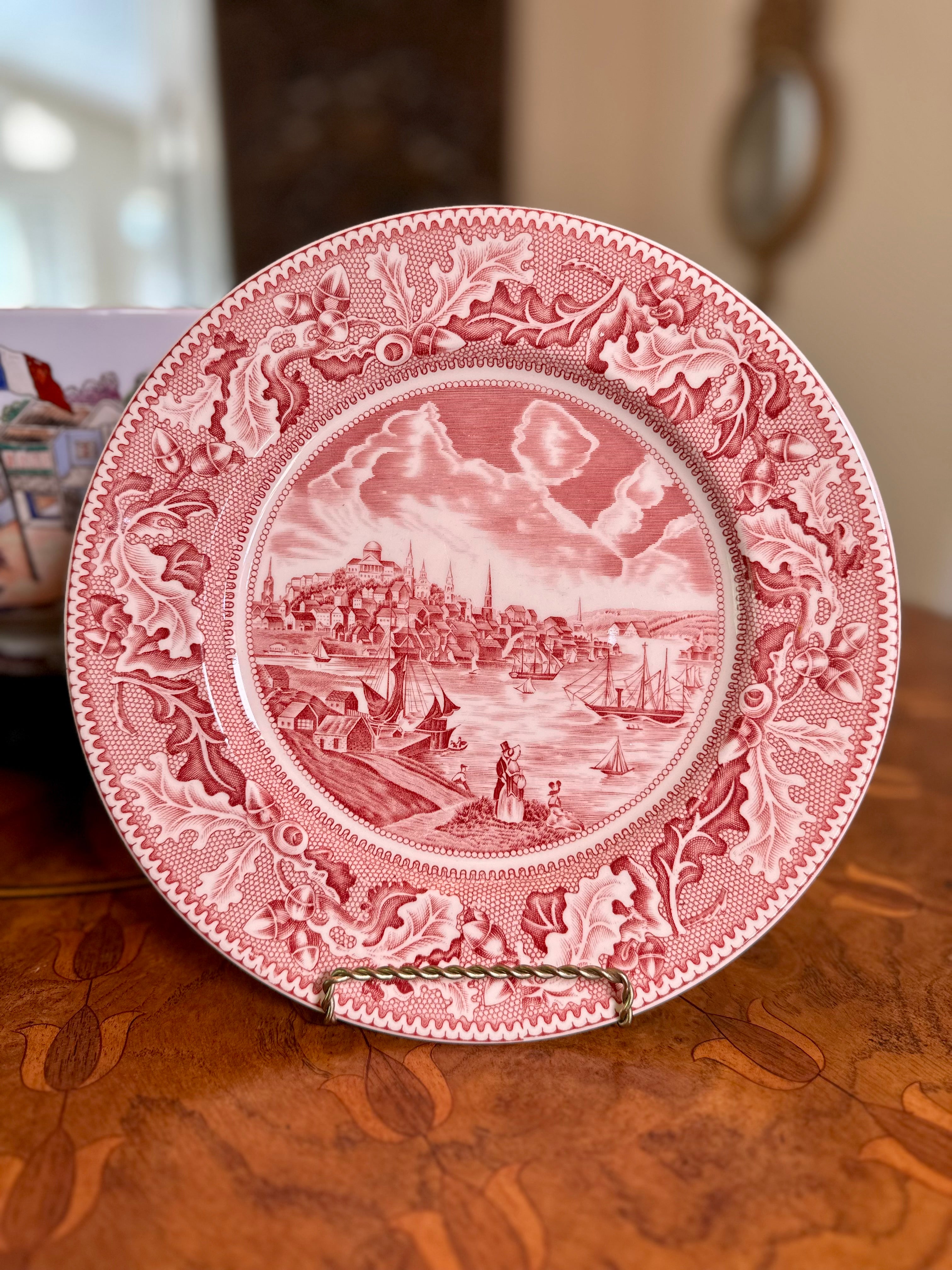 Vintage Johnson Bros. Historic America “View of Boston” Red