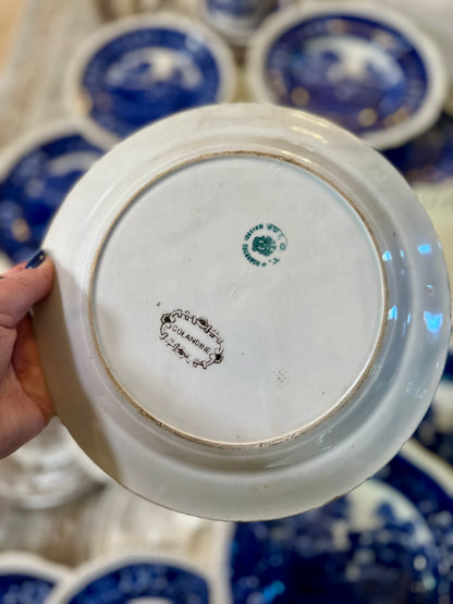 Antique Italian Colandine Brown Transferware Plates, Pair, c. 1890–1910