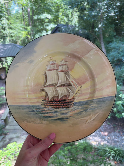 Royal Doulton "Famous Ships" seriesware plate featuring HMS Victory with raised design!