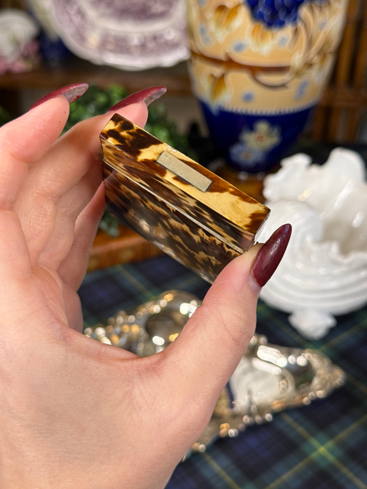 Antique Miniature Tortoiseshell Calling Card Case | Petite Victorian Card Case | 2” x 3”