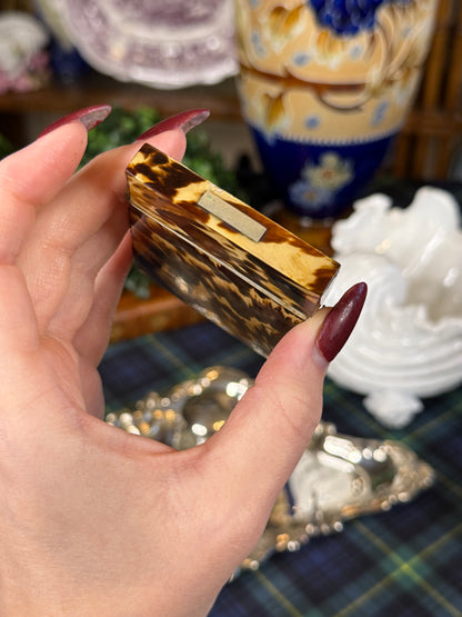 Antique Miniature Tortoiseshell Calling Card Case | Petite Victorian Card Case | 2” x 3”