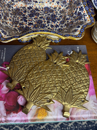 RESERVED - Set of 3 pineapple brass hooks
