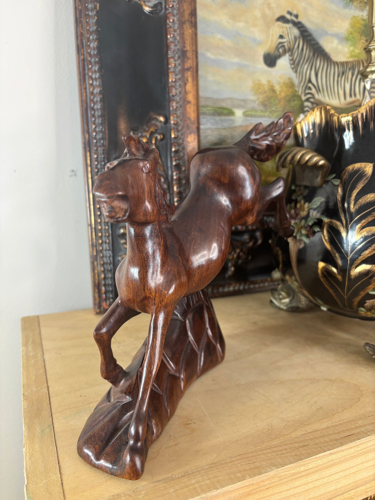Beautiful hand carved wooden horse! Excellent condition!
