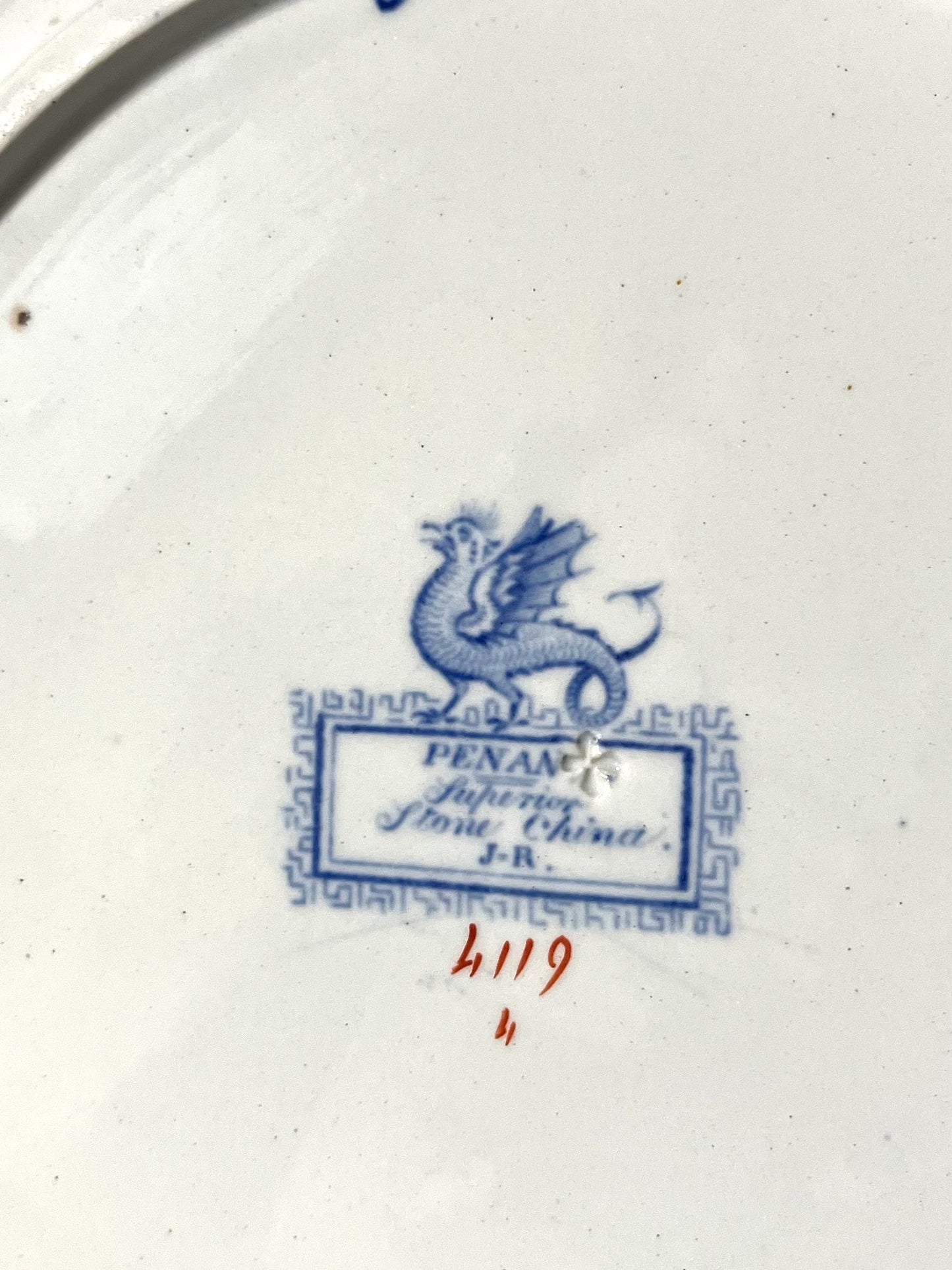 Antique 1800’s Pair Of Ridgeways ‘Penang’ Plates 10” Repairs Priced Accordingly