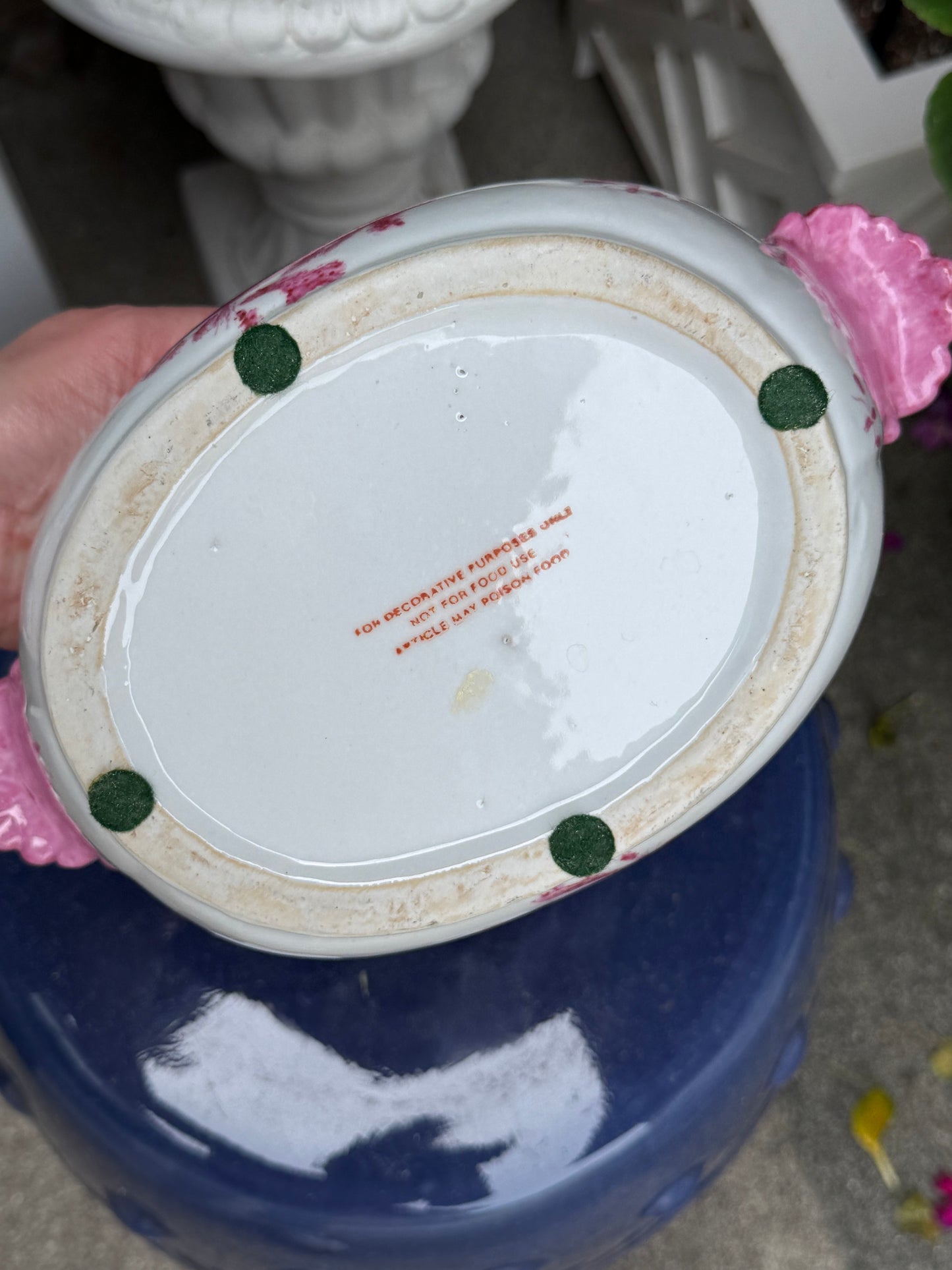 Vintage Pink Cherub Porcelain Basin W/ Scalloped Gilt Rim | 10”x6”