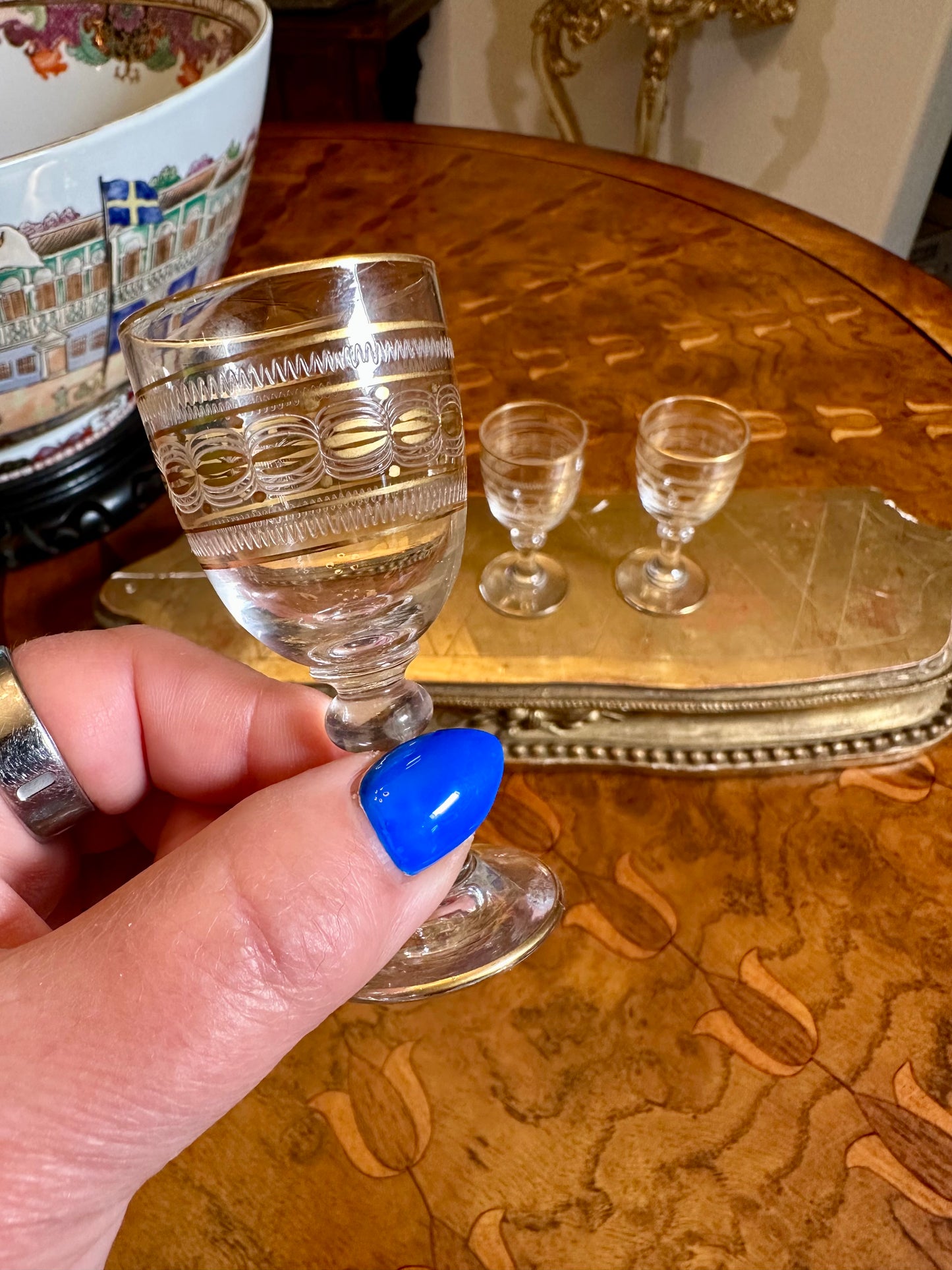 Antique St Louis Crystal French Cordial Glasses, Set of 3