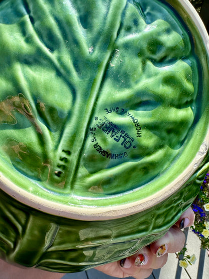 Olfaire Large Green Cabbage Salad Serving Bowl, Made in Portugal, 11.5"