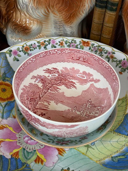 Vintage Royal Staffordshire Jenny Lind 1795 Red Transferware Serving Bowl | England | 8.25”