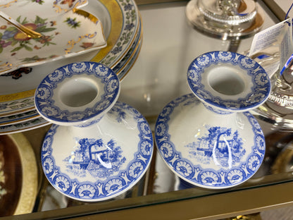 Spode Blue Room candleholders pair!
