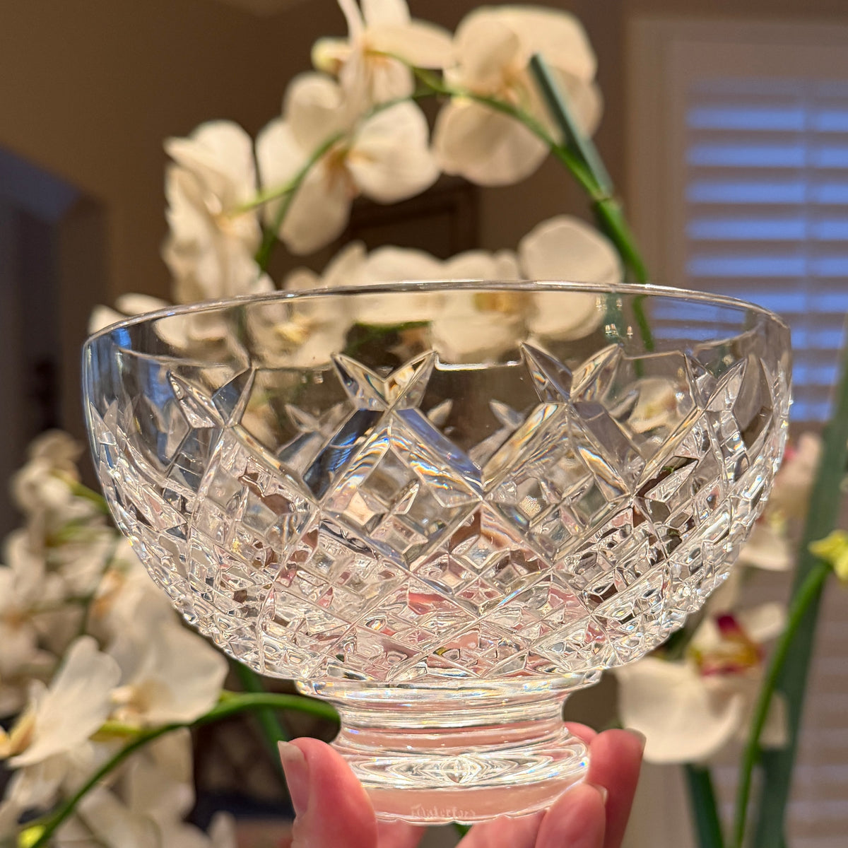 Sparkling Vintage brilliant cut crystal candy dish or trinket bowl
