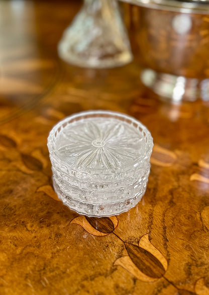 Vintage Val Saint Lambert Belgian Crystal Coasters | Set of Four