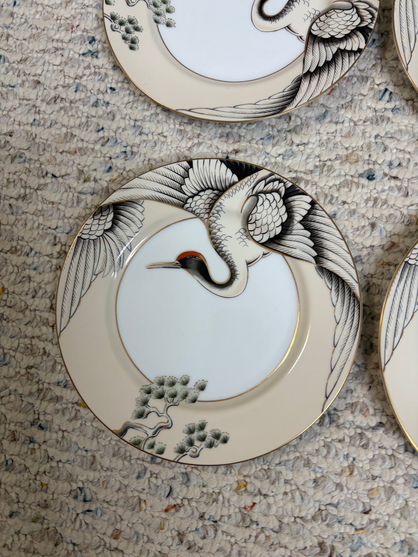 Lovely Fitz and Floyd crane plates set of 6!