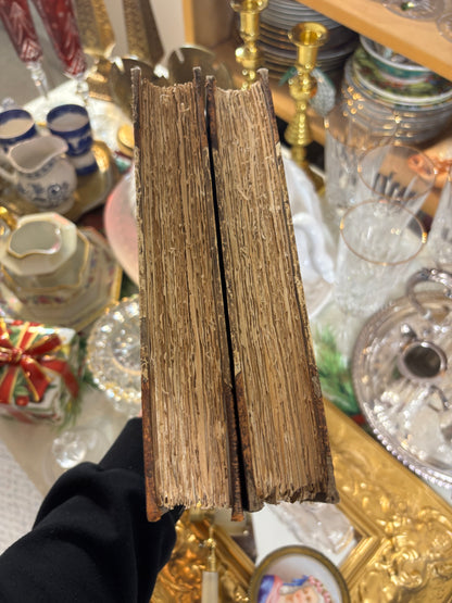 Stunning antique leather-bound volumes of the works of Honoré de Balzac, specifically Volume XXII, Cousin Pons, and Volume XXIX, The Chouans!