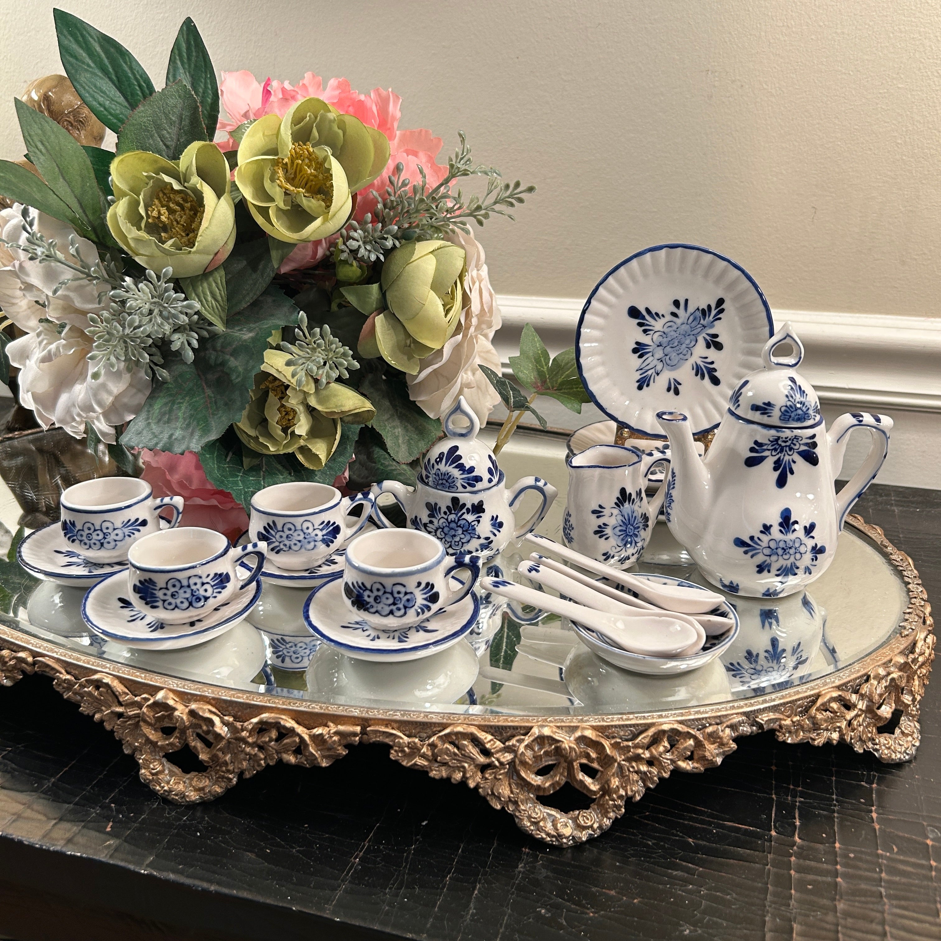 Charming 20 piece blue & white delft Style mini tea set. – Lillian Grey