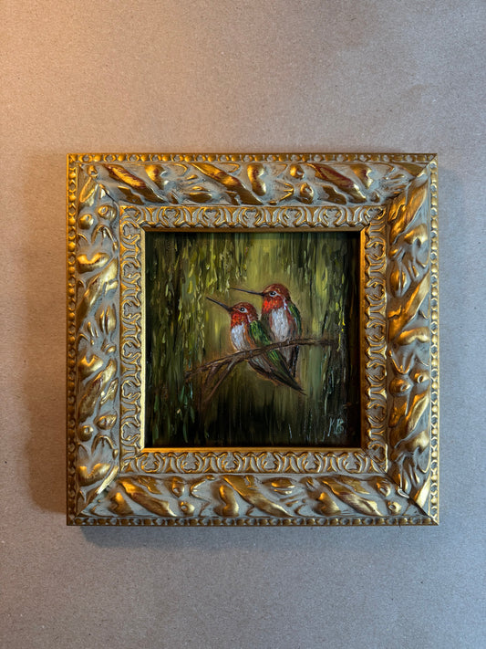 Reserved 07/28  original oil painting hummingbirds