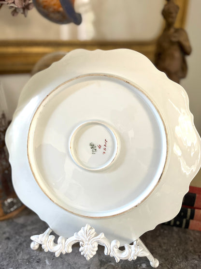Large Raspberry Scalloped Edge Ethereal Wall Plate With Cherubs Austrian 12 1/2”
