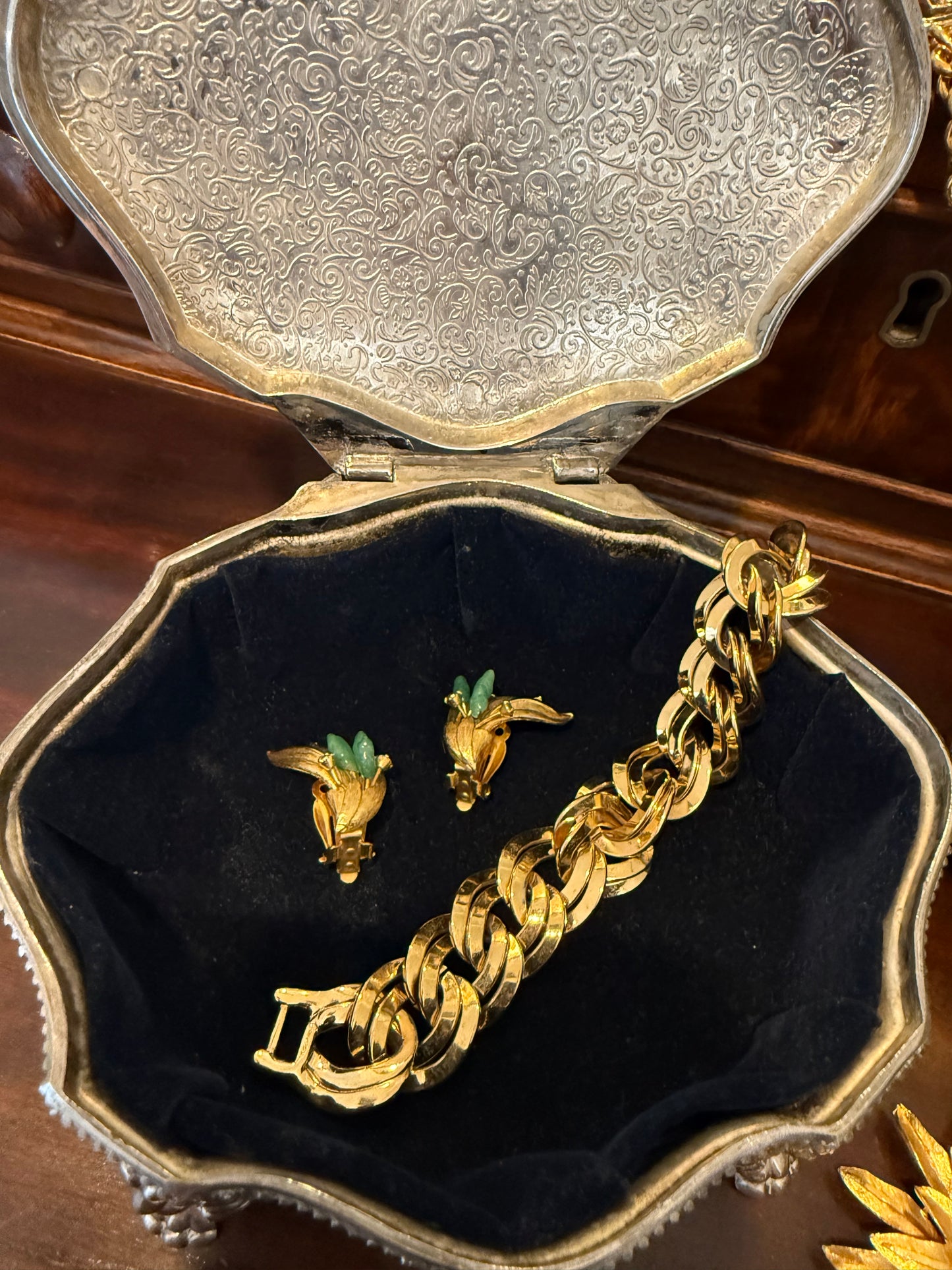 Vintage Clip Faux Jade Earrings