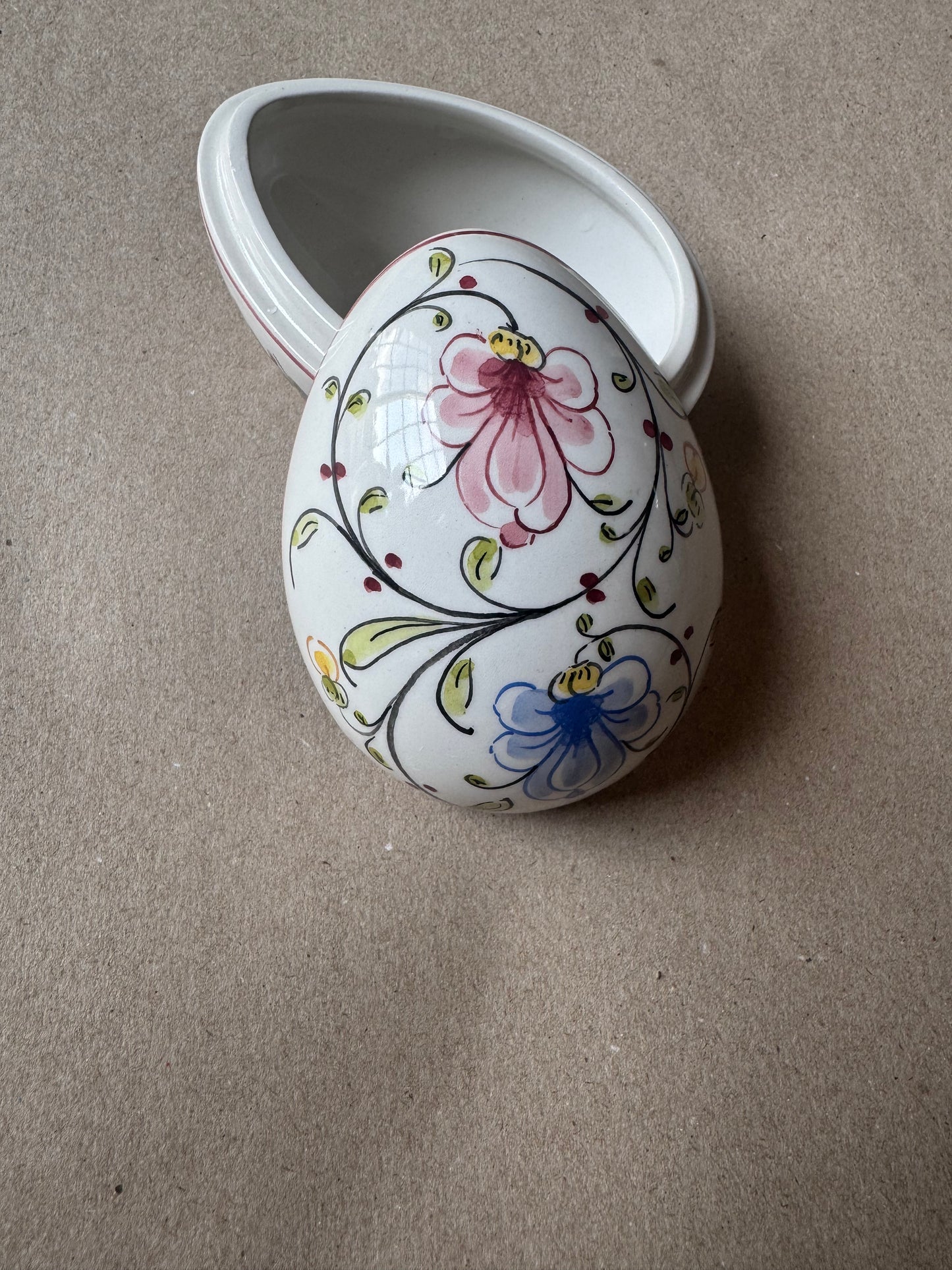 Vintage Hand-Painted Portuguese Ceramic Wall Salt Box | Onfora Agueda