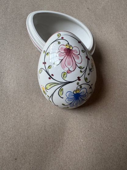 Vintage Hand-Painted Portuguese Ceramic Wall Salt Box | Onfora Agueda