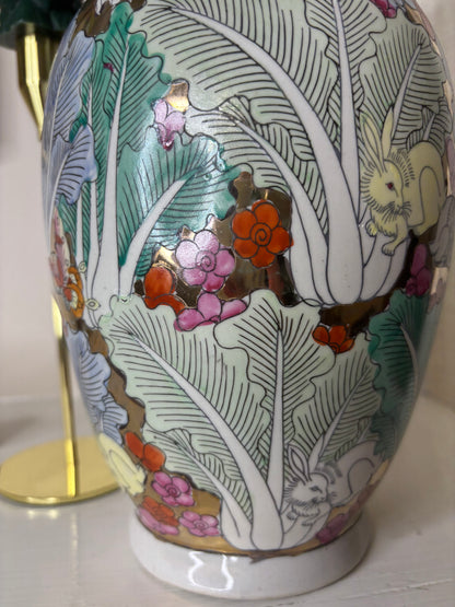 Gorgeous Bok Choy 12 1/4” Vase with bunnies!