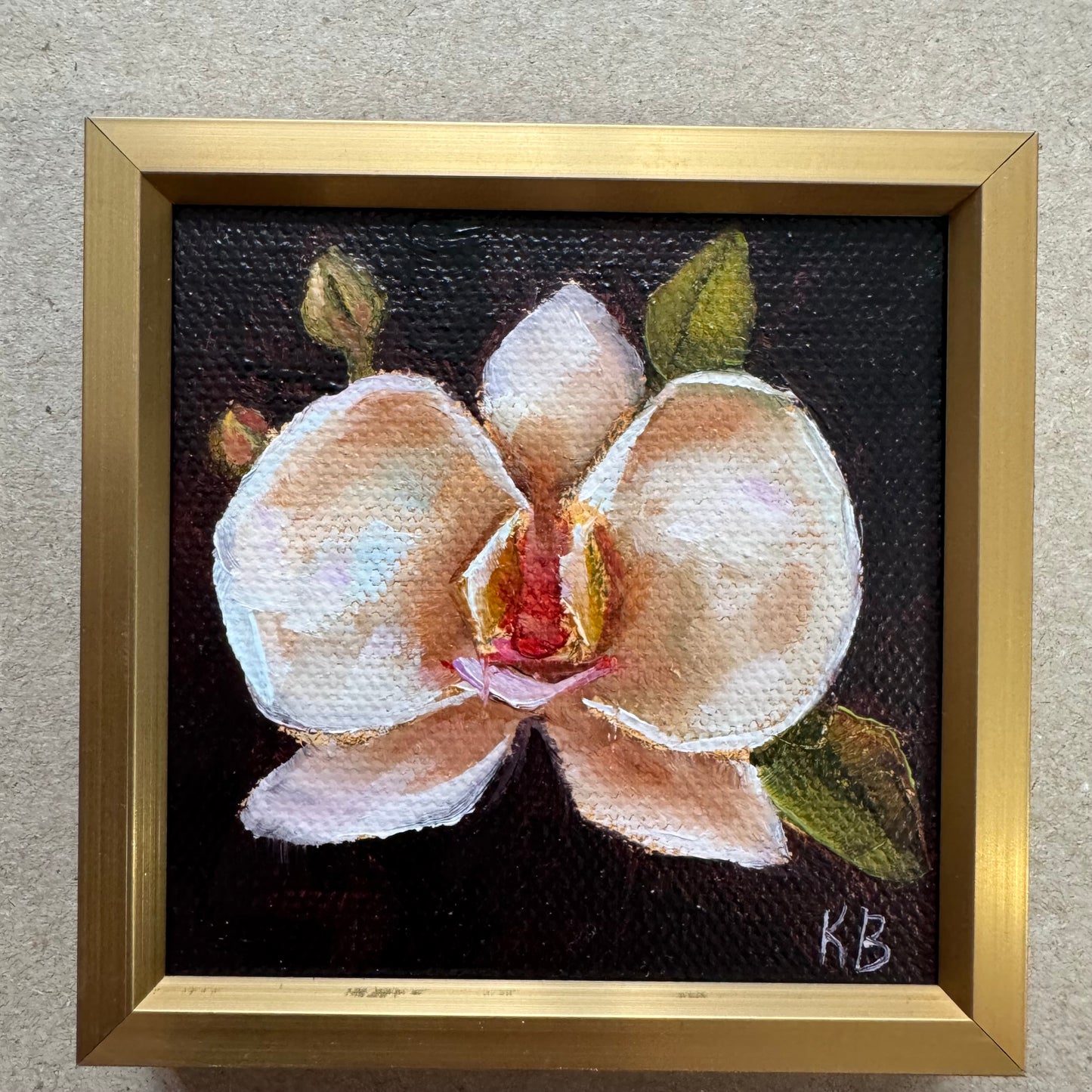 Mini art orchid original oil paintings on stretched canvas 3x3”