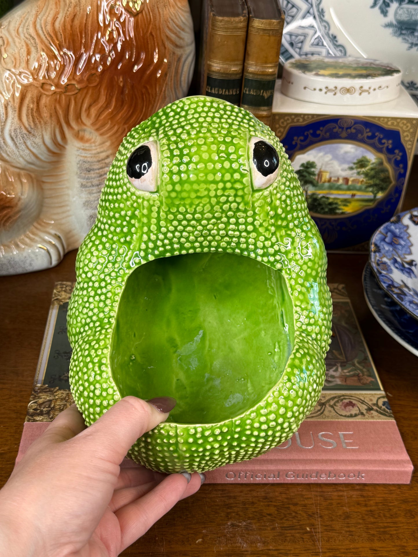 Vintage Signed Jean Roger Paris Green Frog Cachepot | France, Iconic 1962 Design | 8”